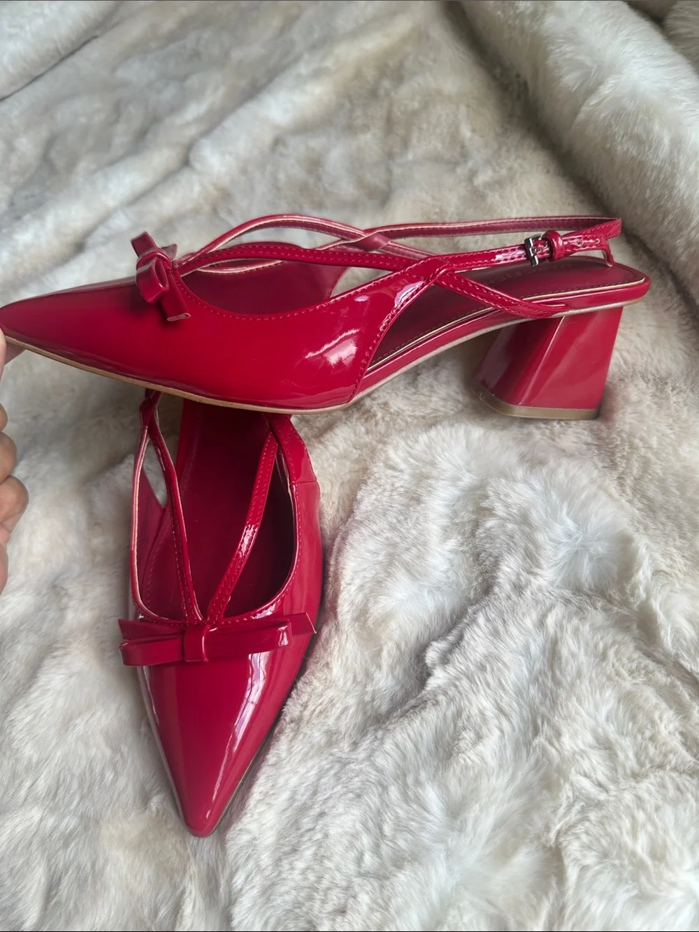 Marc Fisher  Laily Block Heel Slingback Pumps in dark red patent color Sz 7.5